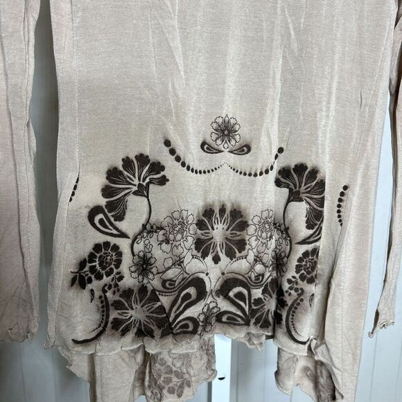 Fiorella Rubin Draped Cardigan Floral Print Beige Nude Made in Italy Size XS - Picture 6 of 7